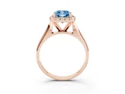 Cushion Cut Halo Engagement Ring Setting for a Fancy Blue Lab-Grown Diamond | Square Profile Band | Rose Gold