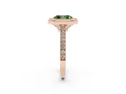 Asscher Cut Vintage Milgrain Halo Engagement Ring Setting for a Fancy Green Lab-Grown Diamond | Bezel Head | Rose Gold