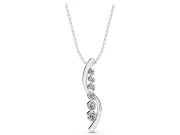 Round Lab-Grown Diamond Graduated S-Curve Pendant Necklace | Ribbon Detail | Sterling Silver