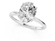 Oval Cut Diamond Solitaire Engagement Ring Set in White gold with Thin Band and Prong Setting