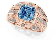 Asscher Cut Art Deco Engagement Ring Setting for a Fancy Blue Lab-Grown Diamond | Rose Gold