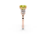 Fancy Yellow Asscher Cut Diamond Cluster Engagement Ring Set in Rose gold with Pavé Band and Prong Setting