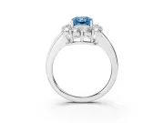 Radiant Cut Cluster Halo Engagement Ring Setting for a Fancy Blue Lab-Grown Diamond | Large Round Accents | Platinum