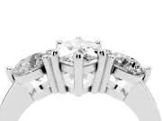 Marquise Cut Diamond Three-Stone Ring Set in Silver with Prong Setting and Classic Band