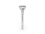 Radiant Cut Graduated Side Stone Engagement Ring Setting for a Fancy Green Lab-Grown Diamond | Platinum