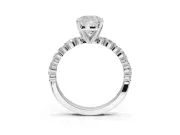Cushion Cut Pavé Solitaire Engagement Ring Setting | Alternating Accents | Platinum