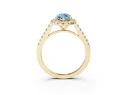 Marquise Halo Engagement Ring Setting for a Fancy Blue Lab-Grown Diamond | Pave Shoulders | Yellow Gold