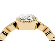 Oval Vintage Milgrain Engagement Ring Setting | Marquise and Square Stations | Yellow Gold