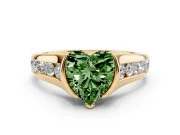 Heart-Shaped Half Bezel Engagement Ring Setting for a Fancy Green Lab-Grown Diamond | Yellow Gold