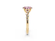 Oval Graduated Accent Engagement Ring Setting for a Fancy Pink Lab-Grown Diamond | Yellow Gold