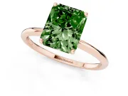 Radiant Cut Thin Solitaire Engagement Ring Setting for a Fancy Green Lab-Grown Diamond | Straight Plain Band | Rose Gold