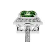 Princess Cut Halo Engagement Ring Setting for a Fancy Green Lab-Grown Diamond | Polished Halo Rim | Platinum