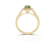Pear-Shaped Halo Engagement Ring Setting for a Fancy Green Lab-Grown Diamond | Pave Shoulders | Yellow Gold