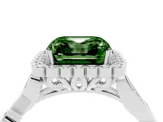 Asscher Cut Leaf Halo Engagement Ring Setting for a Fancy Green Lab-Grown Diamond | White Gold