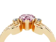 Pear-Shaped Scroll Engagement Ring Setting for a Fancy Pink Lab-Grown Diamond | Yellow Gold