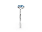 Fancy Blue Pear Cut Diamond Pavé Band Ring Set in White gold with Prong-Set Center Stone