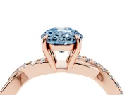 Oval Crossover Engagement Ring Setting for a Fancy Blue Lab-Grown Diamond | Rose Gold