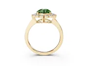 Round Scalloped Cluster Halo Engagement Ring Setting for a Fancy Green Lab-Grown Diamond | Plain Band | Yellow Gold