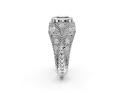 Asscher Cut Vintage Bezel Engagement Ring Setting for a Fancy Green Lab-Grown Diamond | Platinum