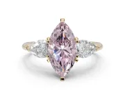 Marquise 3-Stone Engagement Ring Setting for a Fancy Pink Lab-Grown Diamond | Yellow Gold