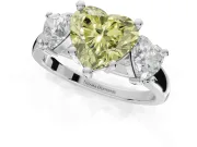 Heart-Shaped Three Stone Engagement Ring Setting for a Fancy Yellow Lab-Grown Diamond | Tapered Band | Sterling Silver