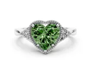 Heart-Shaped Milgrain Frame Engagement Ring Setting for a Fancy Green Lab-Grown Diamond | White Gold