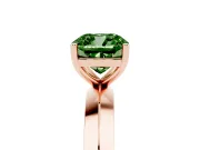 Fancy Green Cushion Cut Diamond Solitaire Engagement Ring Set in Rose gold with Flat Band and Prong Setting