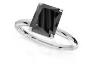 Radiant Cut Hidden Halo Engagement Ring Setting for a Black Center | Thin Plain Band | Platinum