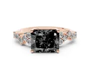 Radiant Cut Scattered Accent Engagement Ring Setting for a Black Center | Slim Band | Rose Gold