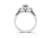 Emerald Cut Hidden Halo Three Stone Engagement Ring Setting for a Fancy Green Lab-Grown Diamond | Sterling Silver