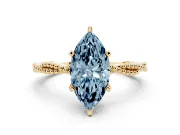 Marquise Twisted Solitaire Engagement Ring Setting for a Fancy Blue Lab-Grown Diamond | Yellow Gold