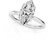Marquise Cut Diamond Solitaire Ring Set in Silver with Thin Band and Prong Setting
