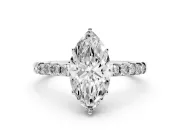 Marquise Hidden Halo Solitaire Engagement Ring Setting | Shared Prong Band | Platinum