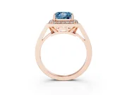 Princess Cut Halo Engagement Ring Setting for a Fancy Blue Lab-Grown Diamond | Polished Halo Rim | Rose Gold