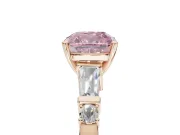 Cushion Cut Tapered Baguette Engagement Ring Setting for a Fancy Pink Lab-Grown Diamond | Rose Gold