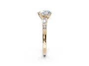 Heart-Shaped Tapered Baguette Engagement Ring Setting | Bar Set Sides | Yellow Gold