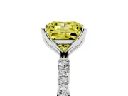 Princess Cut Pave Solitaire Engagement Ring Setting for a Fancy Yellow Lab-Grown Diamond | Slim Band | Platinum