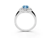 Cushion Cut Cluster Halo Engagement Ring Setting for a Fancy Blue Lab-Grown Diamond | Two-Size Accents | Sterling Silver