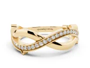 Round Lab-Grown Diamond Pavé Twisted Infinity Band | One Plain Strand | Yellow Gold