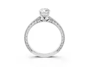 Pear-Shaped Engraved Solitaire Engagement Ring Setting | Milgrain Edges | Sterling Silver