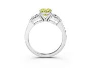 Fancy Yellow Three-Stone Oval Cut Diamond Ring Set in Silver with Pear Side Stones and Prong Setting