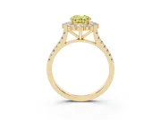 Oval Scalloped Halo Engagement Ring Setting for a Fancy Yellow Lab-Grown Diamond | Single Row Pave | Yellow Gold