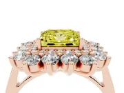 Princess Cut Floral Double Halo Engagement Ring Setting for a Fancy Yellow Lab-Grown Diamond | Plain Band | Rose Gold