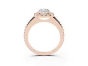 Cushion Cut Pave Halo Engagement Ring Setting | Pave Band | Rose Gold