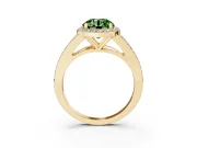 Round Halo Engagement Ring Setting for a Fancy Green Lab-Grown Diamond | Pave Split Shank | Yellow Gold