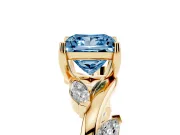 Princess Cut Twisted Vine Engagement Ring Setting for a Fancy Blue Lab-Grown Diamond | Yellow Gold