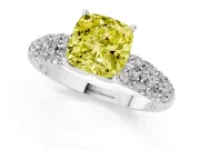 Cushion Cut Multi Row Pave Engagement Ring Setting for a Fancy Yellow Lab-Grown Diamond | Platinum