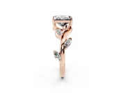 Radiant Cut Twisted Vine Engagement Ring Setting for a Black Center | Marquise Leaves | Rose Gold