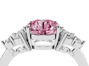Round Cluster Side Stone Engagement Ring Setting for a Fancy Pink Lab-Grown Diamond | Platinum