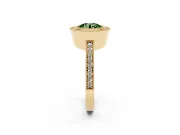 Round Milgrain Halo Engagement Ring Setting for a Fancy Green Lab-Grown Diamond | Pave Band | Yellow Gold